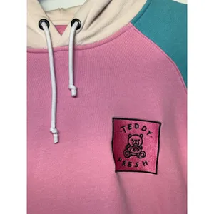 Teddy Fresh Colorblock Hoodie Pastel Pink Purple Teal Cotton Sweatshirt‎ Small thumbnail 5