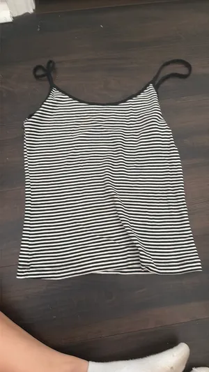 Brandy Melville Tank Striped Black White thumbnail 2