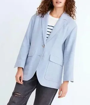 Larsen Linen Blend Relaxed Windowpane Blazer thumbnail 1