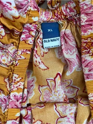 Old Navy Yellow Floral Tie Back Flutter Sleeve Boho Peasant Top XL thumbnail 7
