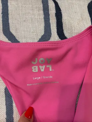 JoyLab Women's Large Pink Racerback Sports Bra, Removable Pads, Stretch Pullover thumbnail 2