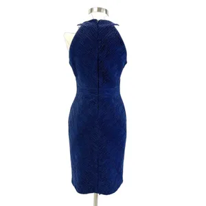 Eliza J Womens 12 Halter Neck Sheath Dress Navy‎ Blue Metallic Stripe Cutout thumbnail 3
