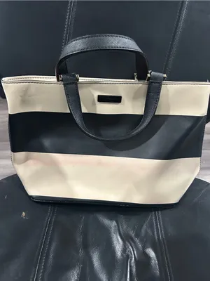 kate spade Black and Cream Striped Tote see pics for flaws on cream section thumbnail 2