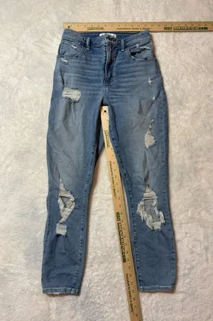 Abercrombie & Fitch Jeans Womens 27/4 Curve Love Ankle High Rise Distressed thumbnail 1