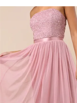 Lulu's Dusty Rose Strapless Sequin Bodice Tulle Gown thumbnail 2