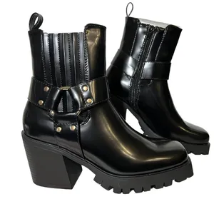 Shoe Dazzle Enslee Chelsea Black Biker Boots #9‎ thumbnail 4