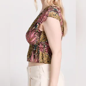 Madewell Shirred Cap Sleeve Top‎ SIZE L NWOT FLORAL thumbnail 3