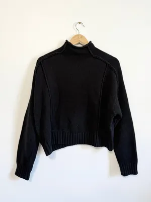 ZARA Black Mockneck Sweater Size Large Chunky Fall Winter Blogger Fav thumbnail 2