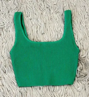 Aritzia Babaton green ribbed crop tank top XS thumbnail 1