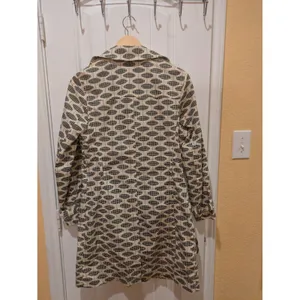 GAP Trench Coat, Geo Print, Ivory, Black & Tan, Sz: XS No Belt thumbnail 11