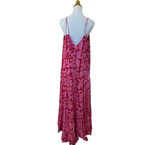 Hutch Pink Floral Tiered Ruffle Maxi Dress MEDIUM Sundress Cottage Vacation $270 thumbnail 13