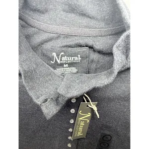 Natural Reflections Womens Charcoal Gray Ribbed Mock Neck Henley Top NWT Size M thumbnail 3