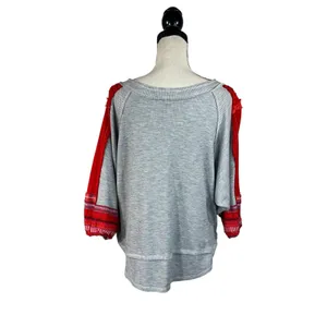 Free People Large Thermal Top We the Free Stretch V-Neck Embroidered Dolman Gray thumbnail 5