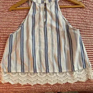 Abercrombie & Fitch Cream Sleeveless Embellished Tank Top thumbnail 5
