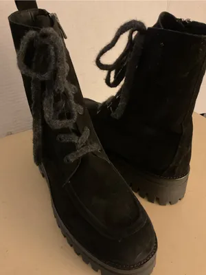 275 Central women black suede leather combat heel boots US 9 thumbnail 5