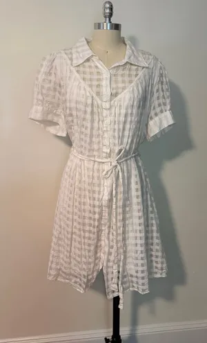 Current Air White Gingham Silk Blend Dress thumbnail 1