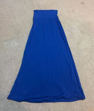 Lila Rose Royal Blue Maxi Skirt with Fold-Over Waist thumbnail 1