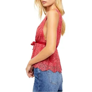 Free People Chante Lace Tie-Front Tank Top Frenchie Kiss XS 0/2 NEW thumbnail 11