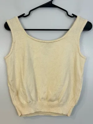 St John Basics Ivory Sleeveless Pullover Tank Blouse Size 6 thumbnail 8