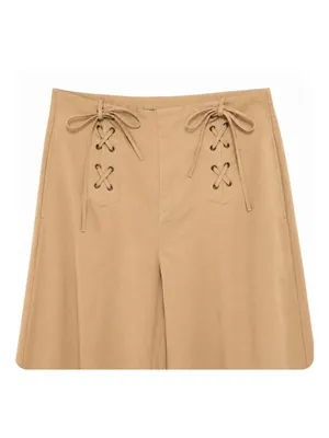 ZARA Trafaluc Collection Women's Wide Leg Culotte Pants in Beige/Tan Size L thumbnail 5