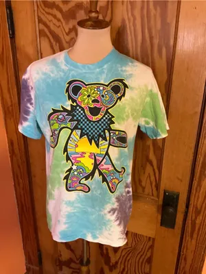 Liquid Blue Grateful Dead Dancing Bear Tie Dye Graphic Tee Small thumbnail 6