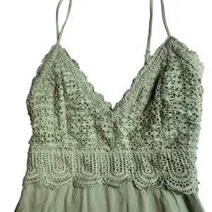 Privy‎ Sage Green Crochet Hi Lo Dress Womens Small Cami Strap Smocked Boho Lace thumbnail 4