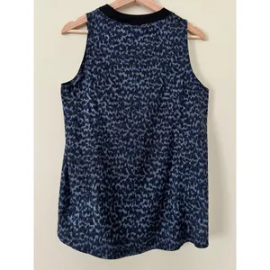 Athleta Zephyr Tank Small Women's Blouse Top Blue Black Leopard Top‎ thumbnail 6