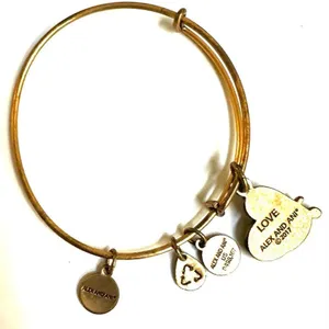 Alex and Ani love charm gold tone bangle bracelet thumbnail 5