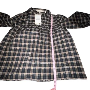 Barbour Lorelie Praline Gingham Plaid‎ Popover Peasant Shirt Womens Size 6 New thumbnail 5