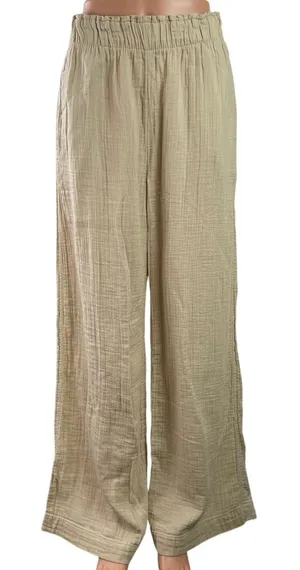 GAP Women's Beige Pleated High Waisted Palazzo Wide Leg Baggy Trousers Pants S thumbnail 1