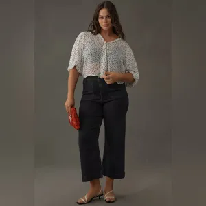 Anthropologie Maeve The Colette High Rise Crop Wide Leg Jeans Patch Pocket thumbnail 10