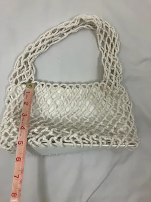 White Mini Macramé Knot Tote Bag Women’s Accessory thumbnail 5