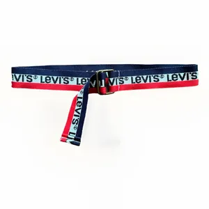 Vintage Levi's Belt Red White Blue Logo Striped Adjustable Fabric D Ring thumbnail 2