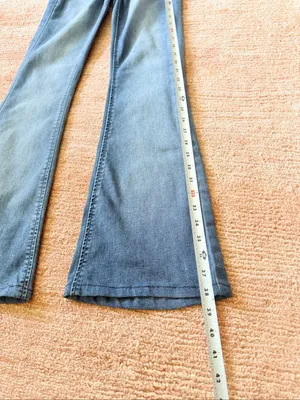 BDG Ruched Dipped Flare Jeans 24 Blue High Rise Stretch Raw Waist thumbnail 8