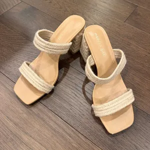 MADDEN GIRL Manor Block Heel Rafia Slides Size 9 - C73-003 thumbnail 1