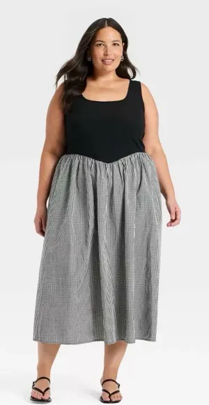 a new day Black Tank with Black-and-White Gingham Midi dress, size XL pinups thumbnail 1
