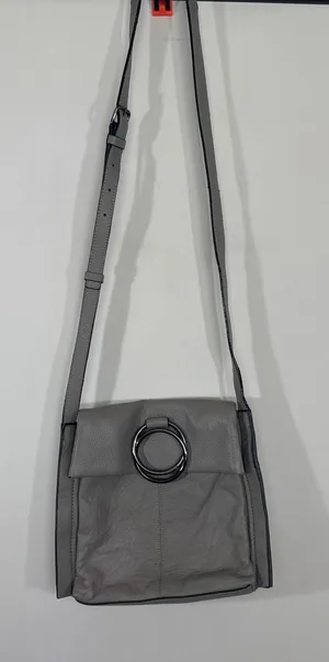 Vince Camuto Grey‎ Pebbled Leather Crossbody Bag Ring Detail Adjustable Strap thumbnail 1