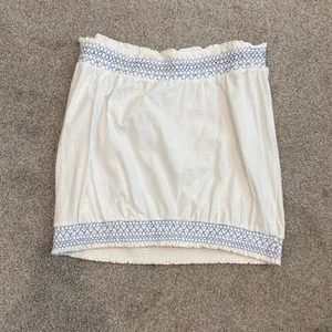 Anthropologie large Breezy Tube top linen embroidered smocked TS 3530 thumbnail 6