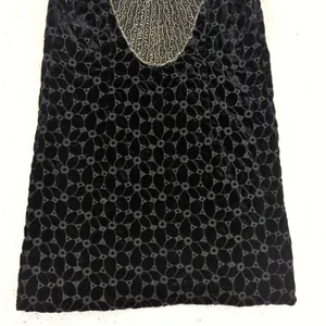 Free People Velvet Mini Dress Black‎ Floral Beaded Sleeves Size 6 Eyelet Flapper thumbnail 6