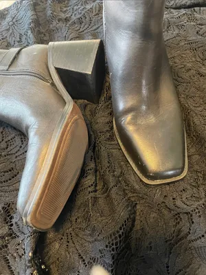 Vince Camuto Black Leather Ankle Booties with Side Zip thumbnail 3