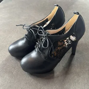 Women’s Black High Heel Lace Up Booties with Lace Detail EU40 Size 9/9.5 US NEW thumbnail 4