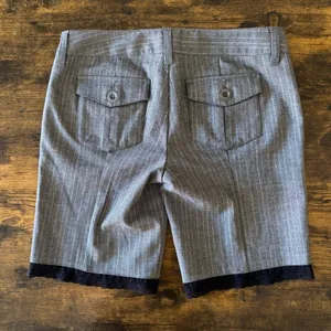 Guess Pinstripe Lace Trim Low Rise Shorts Gray Tailored Y2K Preppy Chic thumbnail 7