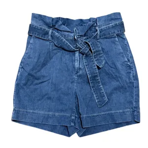 White House Black Market Paperbag Waist Denim Shorts Medium Wash Blue Size 2 thumbnail 1