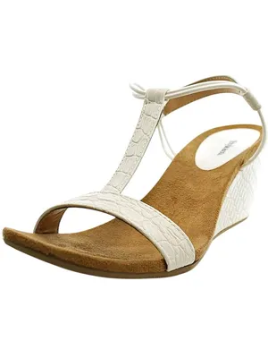 NWT Style & Co. Mulan Wedge Slip On Open Toe Textured Elastic Sandals White 6.5M thumbnail 2