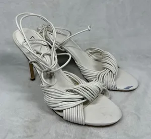 Marc Fisher LTD White‎ Leather Lace Up Strappy Stiletto Heels Knotted Sandals 8 thumbnail 1