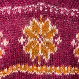 Vtg Twiggy Mohair Blend Fair Isle Snowflake Sweater Small Burgundy V-Neck Cozy thumbnail 3