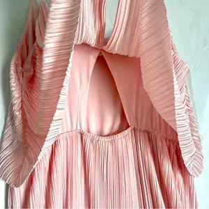 ATTENTION | Pink Satin Accordion Pleated Tiered Midi Dress Sz XL thumbnail 7