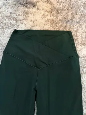 High-Rise Black Flared Leggings with V-Waistband thumbnail 2