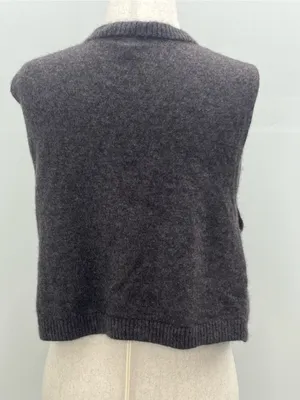 Free People Women’s 100% Cashmere Cable Button Front Knit Sweater Vest Large thumbnail 4