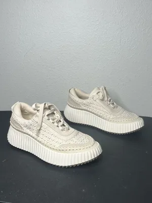 Dolce Vita Sandstone Cream Crochet Knit Platform Sneakers Size 7 thumbnail 4